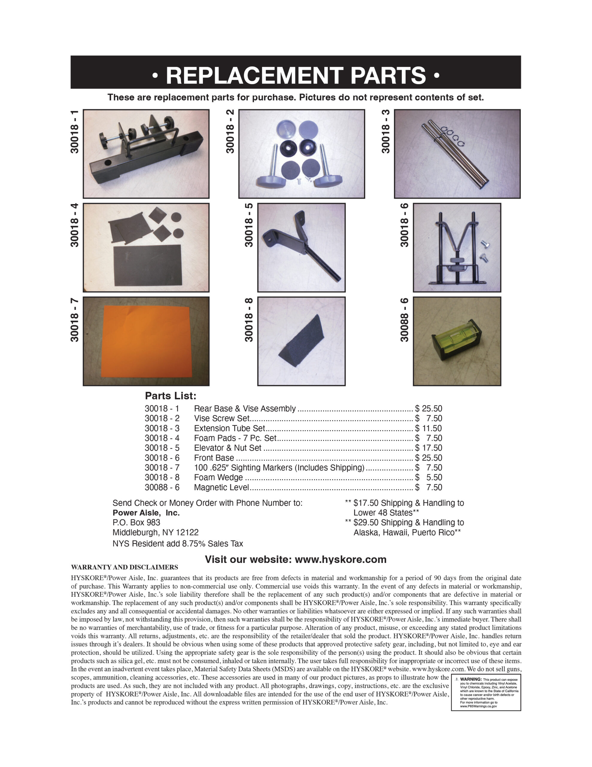30018 Replacement Parts